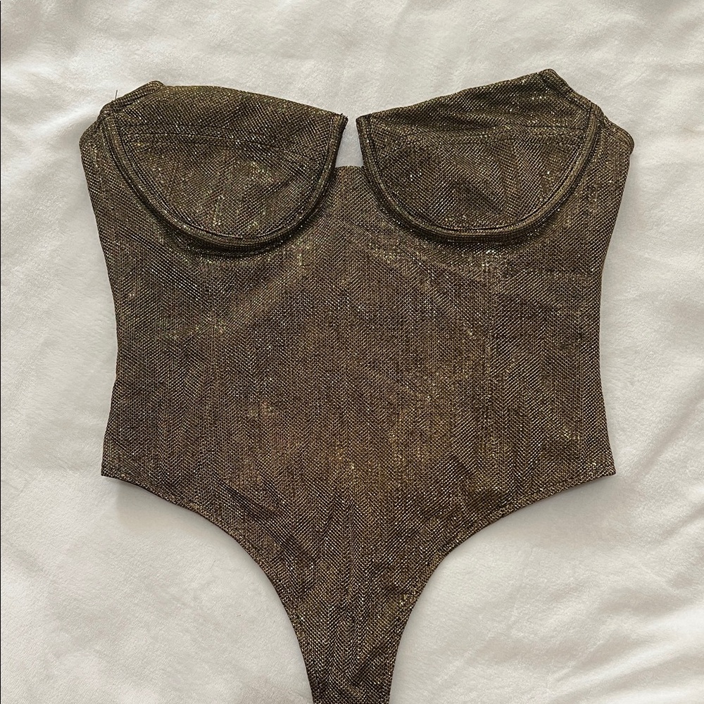 Shimmering Gold Strapless Bodysuit